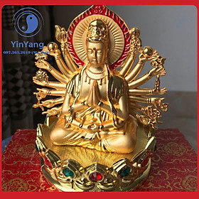 Tượng phật Quan Âm Nghìn tay đài sen đính đá nước hoa