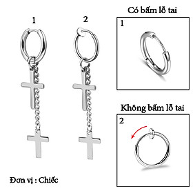 Bông tai thánh giá đôi cá tính-1 chiếc
