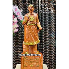 Tượng  trần quốc tuấn bằng  gỗ  hương đá  sơn pu dát vàng cao cấp  cao 60cm