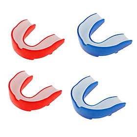 4 Pieces Silicone Alignment Mouth Guards Boxing MMA Teeth Protector Gum Shield, Blue and Red