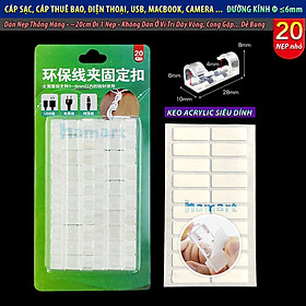20 Nẹp LỚN Đi Dây Điện Dán Tường Chống Rối Móc Treo Cáp Thiết Bị Điện TV Tủ Lạnh Ổ Cắm Keo Siêu Dính - Vỉ 20 Nẹp Trong