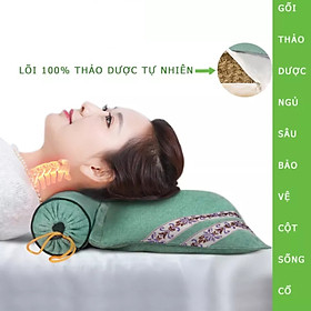Mua Gối thảo dược ngải cứu. Giúp ngủ sâu giấc  giảm đau mỏi vai gáy bảo vệ cột sống cổ Bách thảo ngải cứu