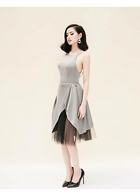 Đầm váy xoè phối lưới hở lưng