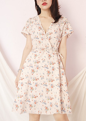 Đầm váy nữ hoa nhí, dáng xoè cổ chữ V xinh xắn, dễ thương RD045