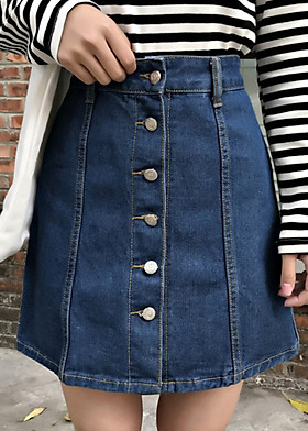 Chân Váy Chữ A, Chân Váy Jeans Túi Trước, Chân Váy Cài Nút