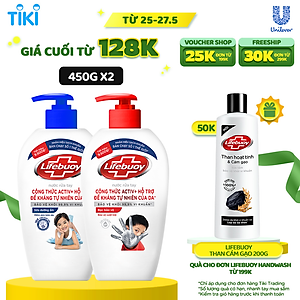 Combo 2 Nước rửa tay sạch khuẩn Lifebuoy Bạc Bảo Vệ và Sữa Dưỡng Ẩm Chai 450G