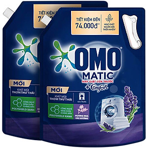 Combo 2 túi nước giặt OMO Matic chuyên dụng Cửa Trước Lavender Khử Mùi Thư Thái 3.6kg