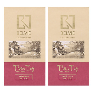 Bộ 2 Thanh Socola Đen Belvie - Thiên Túy (75% Cacao) (80g/Thanh)