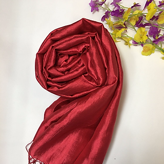 Khăn choàng lụa 100% tơ tằm thủ công, màu đỏ đậm, kt 60x180cm, quà tặng giáng sinh, khăn choàng đẹp, khăn lụa đẹp, khăn tơ tằm, hàng thủ công Việt Nam