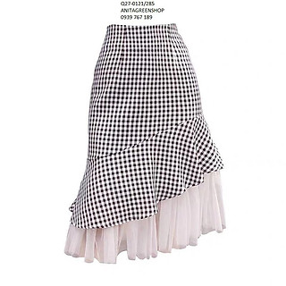 chân váy caro vạt xéo (thời trang antitagreen) Q27-0121