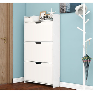 Tủ Giầy Lắp Ghép Thông Minh Cỡ Lớn Cánh Lật Chất Liệu Gỗ Nhựa Chống Nước Không Ẩm Mốc, Tủ Đựng Giày 3 Tầng 3 Lớp Sức Chứa 27-36 Đôi Giày Dép _Lốc Xoáy