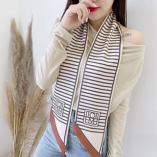 Khăn lụa đa năng thời trang quàng cổ và trang trí kẻ ngang AKL33