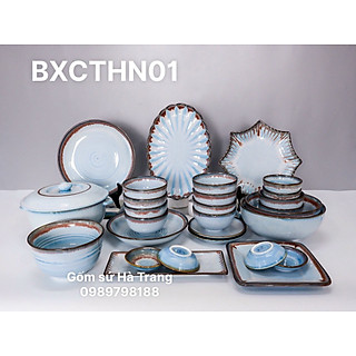 Bộ bát đĩa gốm sứ Bát Tràng cao cấp BXCTHN01