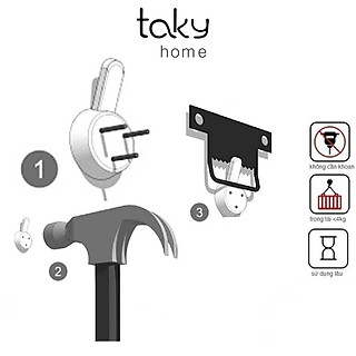 10 Móc Treo Đinh 3 Chân Đóng Tường, Treo Tranh, Ảnh, Đồng Hồ Chắc Chắn, Tiện Dụng, Nhanh Chóng - TakyHome 2220Set10
