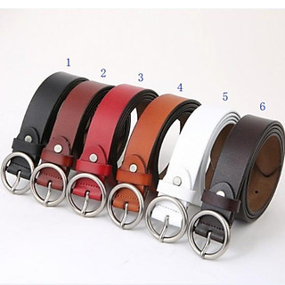 Thắt lưng, dây nịt nữ da thật, khóa tròn, thời trang