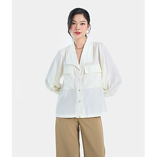 Áo Sơmi Nữ Thời Trang HNOSS Tay Dài Lêch Tà HNASM020