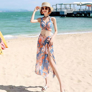 Bikini Kèm Khăn Lưới Thời Trang Tắm Biển