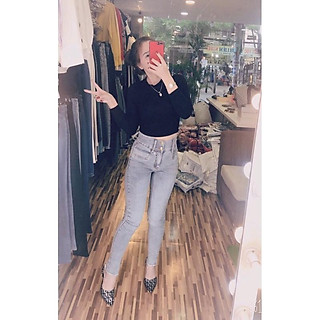 Quần Jeans Nữ Lưng  cao 2 nút