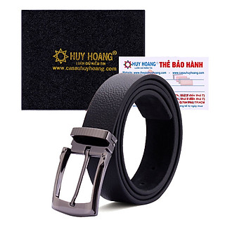 HJ4120 - Dây nịt nam Huy Hoàng lót nhung màu đen