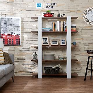 Kệ Sách 5 Tầng Màu Walnut Và Trắng SIB DECOR