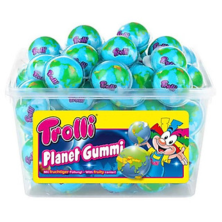 Kẹo dẻo Trolli Planet hình Quả địa cầu hộp nhựa 1128gr (60 viên)