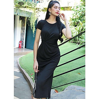 Đầm Thun Body Xoắn Eo Phong Cách HOYANG D136