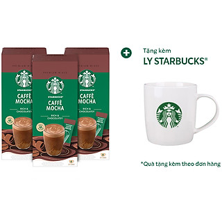 Combo 3 hộp Cà phê hoà tan cao cấp Starbucks Mocha (Hộp 4 gói x 22g) - [Tặng 1 Ly sứ Starbucks]
