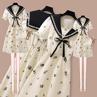 Váy Nữ Dáng Xòe Phong Cách Trẻ Trung Cổ Áo Hải Quân