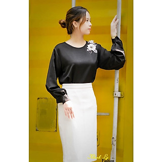 Áo Thiết Kế Lụa Cao Cấp Đen Tuyền