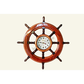 Đồng hồ treo tường hình vô lăng tàu (Chất liệu: gỗ cẩm) 60cm