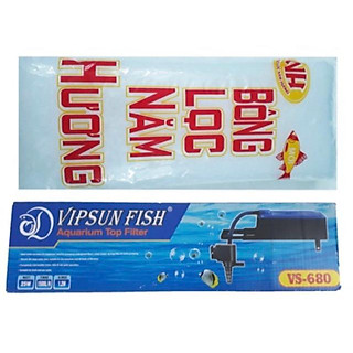 Bộ Máng Bơm Lọc Nước Hồ Cá VS-680 & Bông Lọc - Hàng Công Ty
