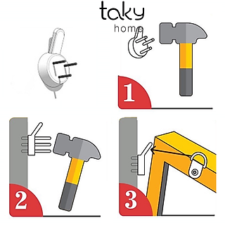 10 Móc Đóng Đinh 3 Chân, Móc Treo Đa Năng, Móc Treo Tranh, Ảnh, Đồng Hồ, Móc An Toàn, Chắc Chắn. Taky Home 2220Set10