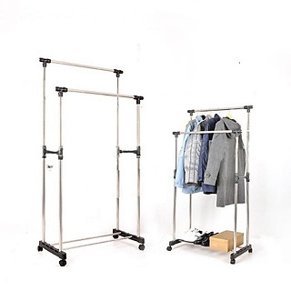 Kệ treo quần áo, giàn phơi quần áo INOX 2 TẦNG