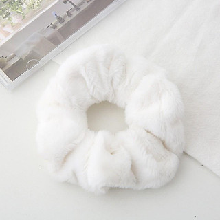 Dây buộc tóc, Scrunchies Vải Lông Mềm Đẹp - Trắng