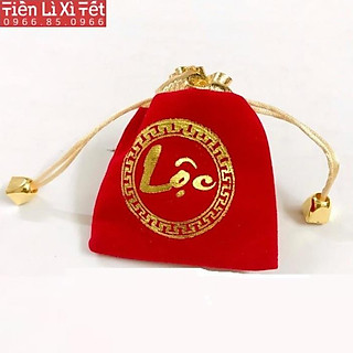 Túi gấm đỏ lì xì cách điệu chữ PHÚC LỘC may mắn Túi gấm dây rút nhỏ đựng trang sức