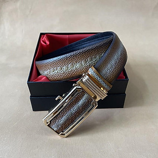 Thắt lưng Nam Da Bò Dập Vân Cá Đuối Rộng 3.5cm Khóa Tự Động TM807 BH 24 Tháng Tặng kèm Hộp Lót Nhung Cao Cấp