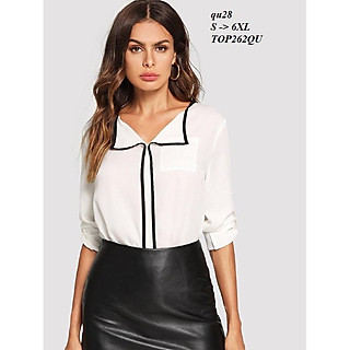 TOP262QU SƠ MI TRẮNG VIỀN ĐEN