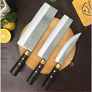 Dao bộ dao nhà bếp cao cấp rèn thủ công 100% từ thép trắng chuyên chặt xương chặt gà vịt thái thịt cán gỗ