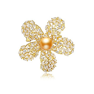 Cài Áo Bạc S925 Nữ Trâm Cài Áo Hoa Cúc Vàng Đính Đá Cao Cấp