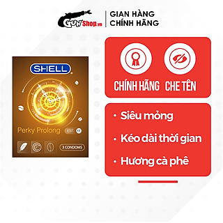 Bao cao su Shell Perky Prolong kéo dài thời gian, hương cà phê hộp 3 cái | GUNSHOP VIỆT NAM
