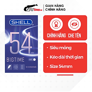 Bao cao su Shell Bigtime - Size 54mm, siêu mỏng, kéo dài thời gian - Hộp 10 cái | GUNSHOP VIỆT NAM