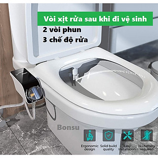 Vòi xịt rửa vệ sinh thông minh 2 vòi phun, xịt vệ sinh gắn bồn cầu thông minh