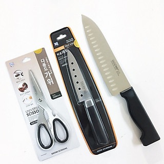 Combo 3 Kéo đa năng, Dao thái gọt hoa quả cao cấp Hàn Quốc
