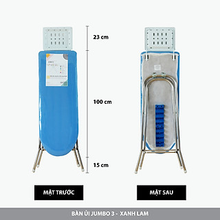 Bàn để ủi quần áo Jumbo 03 chân Inox 38x100cm - Xanh Cobalt