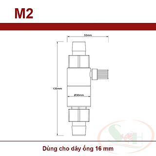 Trộn co2 Qanvee Out Tank Atomizer M1, M2 phi 12, 16 mm chữ T gắn ngoài bể thủy sinh