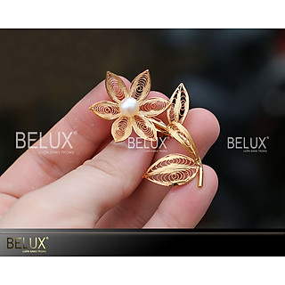 Hoa cài áo mạ vàng - cài áo nữ đẹp