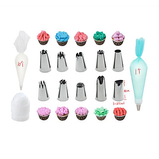 Đui Bắt Kem Dụng Cụ Làm Bánh Sinh Nhật Bộ 24 Chi Tiết Đuôi Bắt Kem Kèm Đầu Nối Và Túi Bơm Kem Cao Cấp - CBDUILON24P