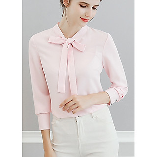 Áo sơ mi dài tay công sở cổ nơ A-CALAN03