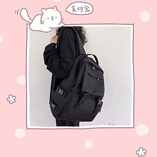 Balo trơn nắp gập đen