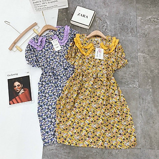 Đầm babydoll hoa nhí cổ bèo tầng tiểu thư